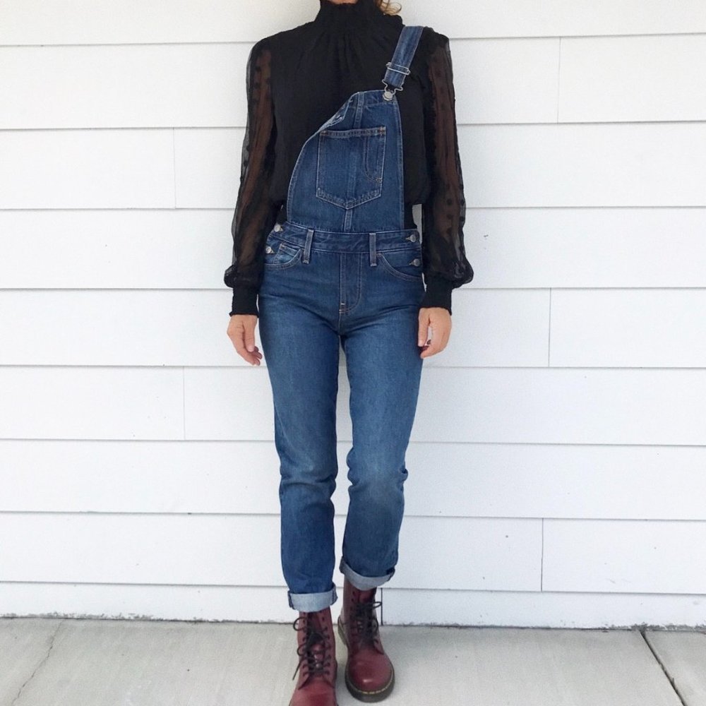 Levi's Premium Bib Overalls Slim Taper Medium/Dark Wash (XS) $128